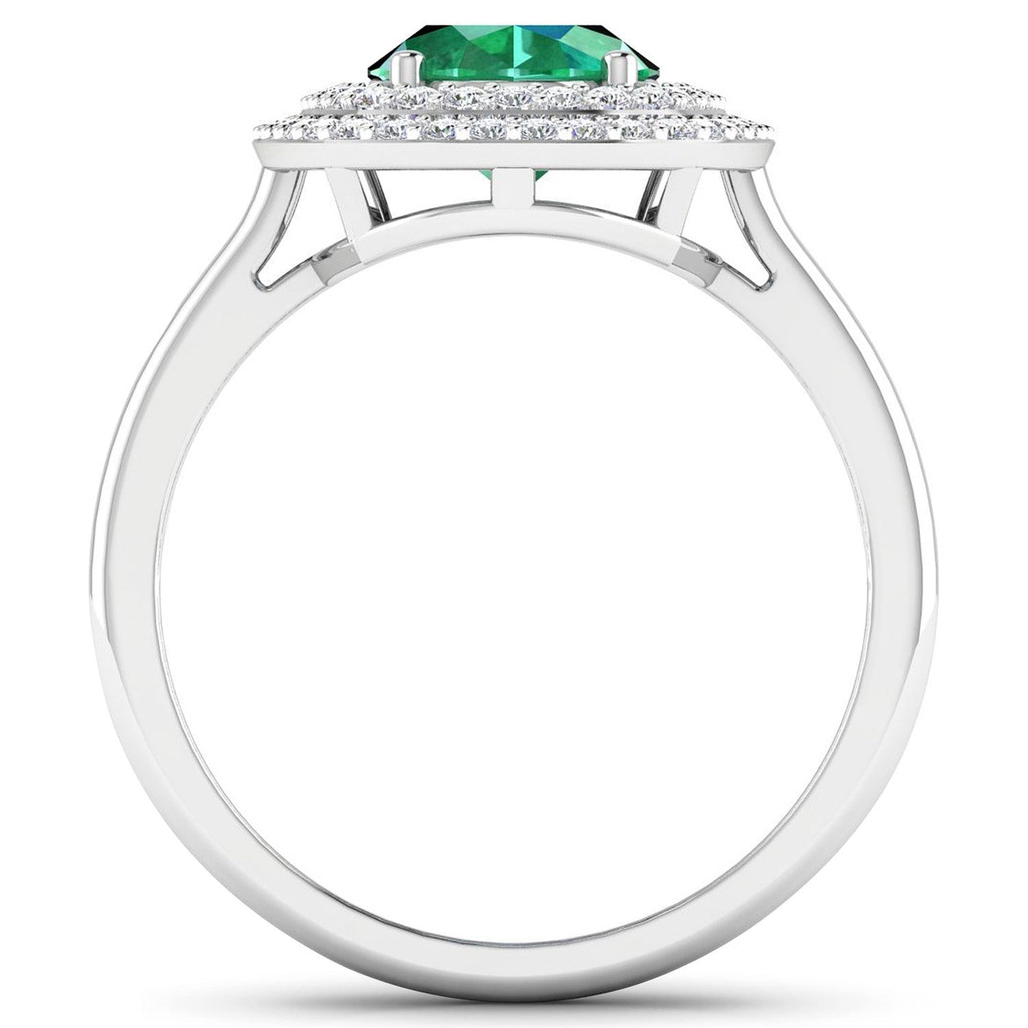 Anillo de Compromiso de Esmeralda Zambiana y Diamante de 1.97 Quilates en Oro Blanco de 14K