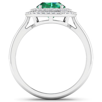 1.97 Carat Zambian Emerald & Diamond 14K White Gold Engagement Ring
