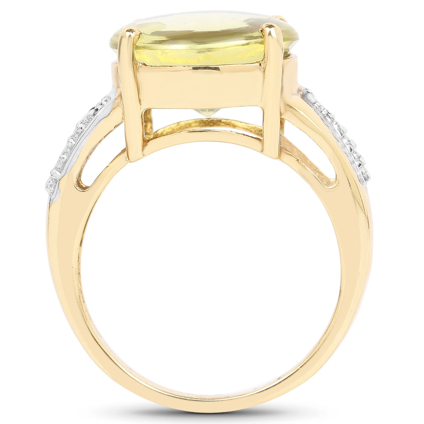 Bague en Topaze Citron et Diamant Plaquée Or Jaune 14K