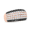 18K Rose Gold Black and White Diamond 6 Row Band Ring - Size 7