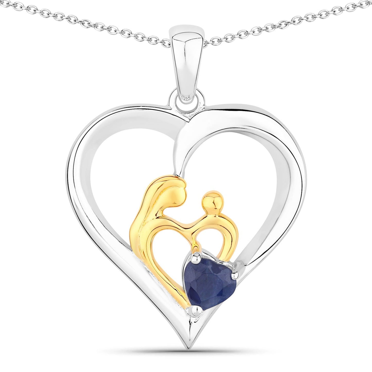 0.50 Carat Genuine Blue Sapphire Pendant in Sterling Silver