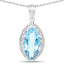 8.22 Carat Genuine Swiss Blue Topaz Pendant in Sterling Silver