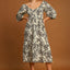 Ruffle Hem Floral Print V-Neck Dress for Women