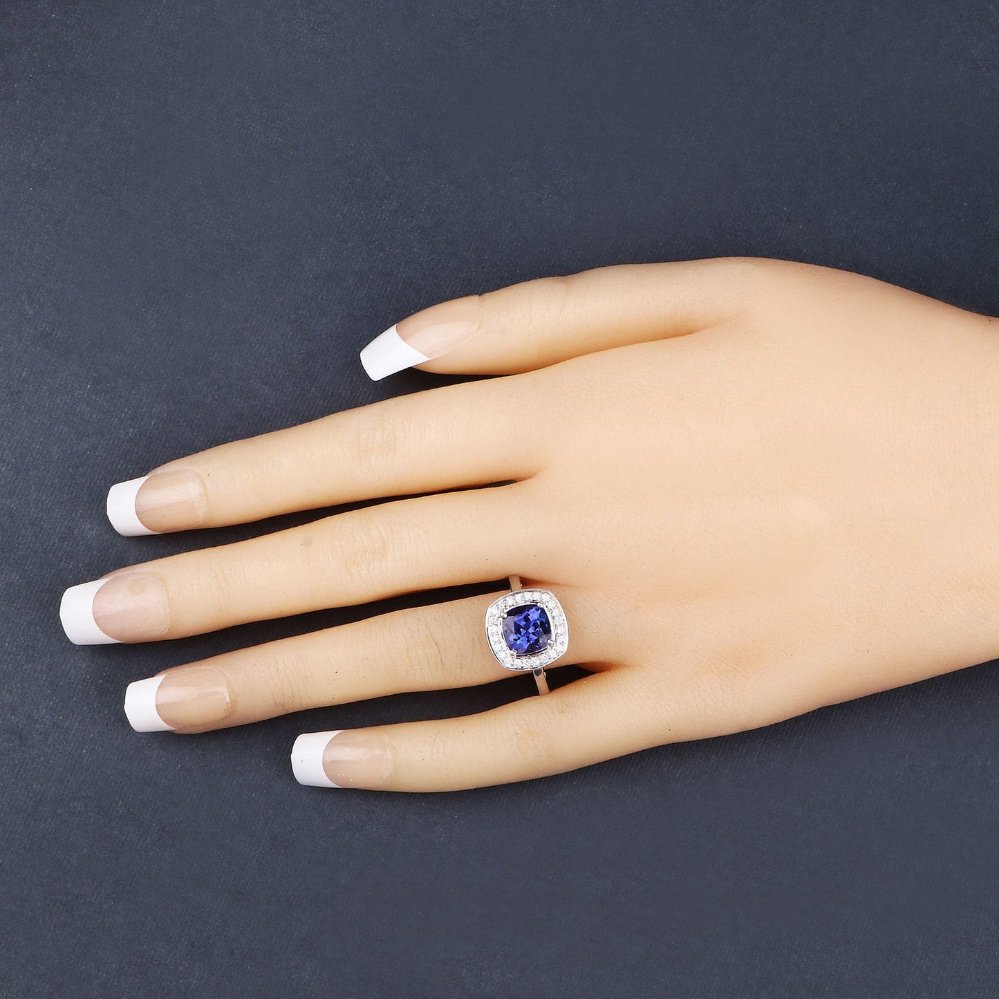 Bague de fiançailles en or blanc 14K avec tanzanite et diamant de 2,26 carats