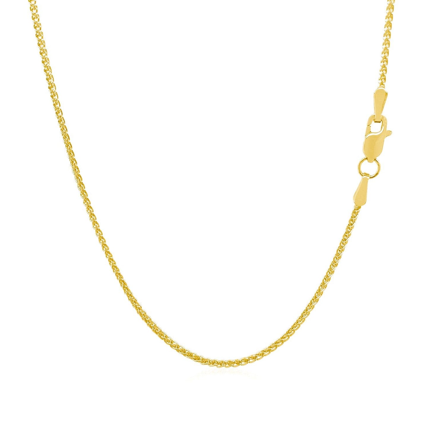 Cadena de Trigo Redonda Cortada con Diamante de Oro Amarillo de 14k - 1.1mm