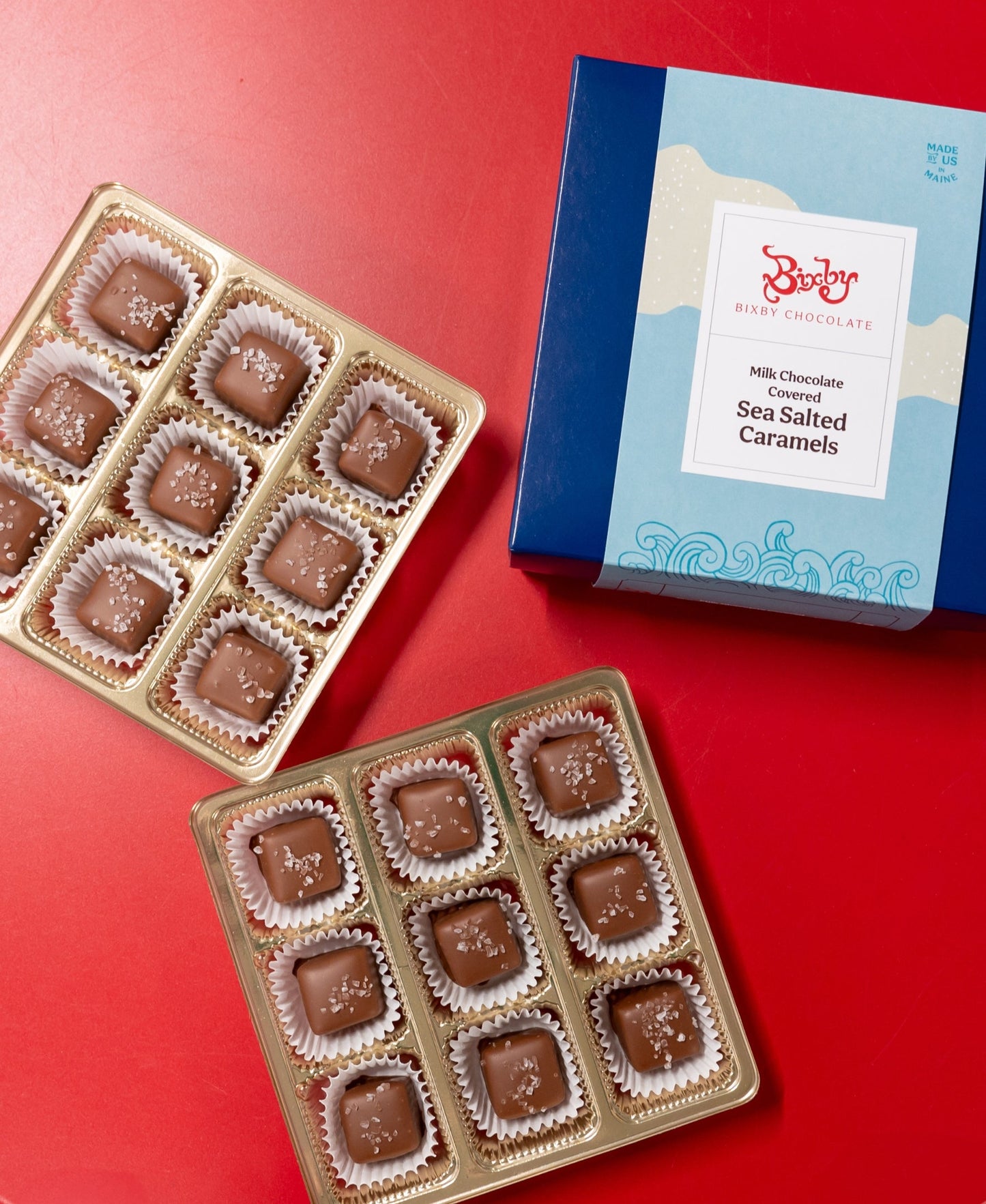 Caja de regalo de caramelos de chocolate y sal marina