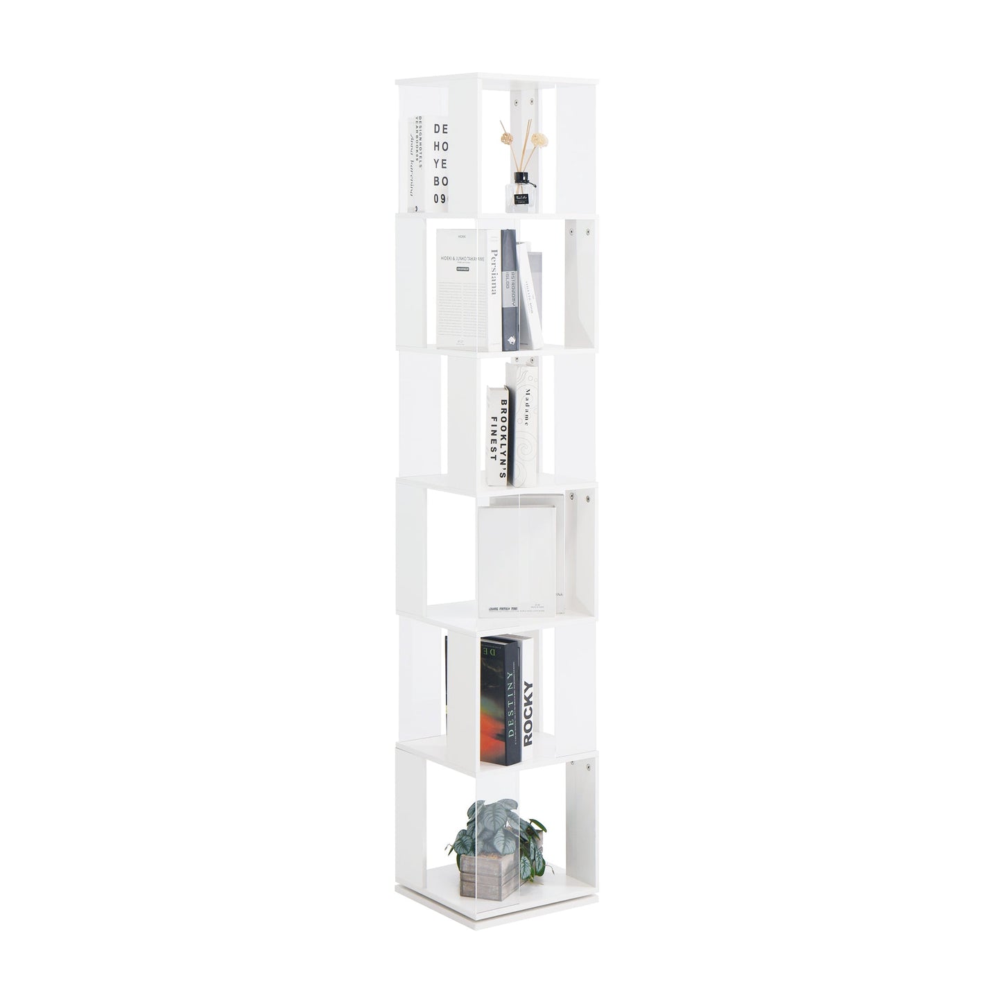 6-Layer Rotating Acrylic Bookshelf for Creative Spaces