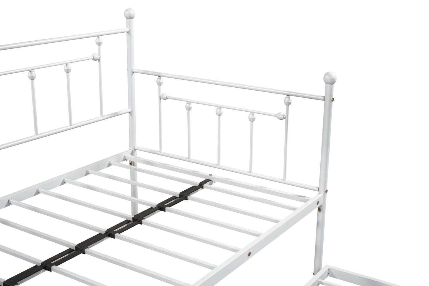 Light Grey Metal Double Bed with Trundle