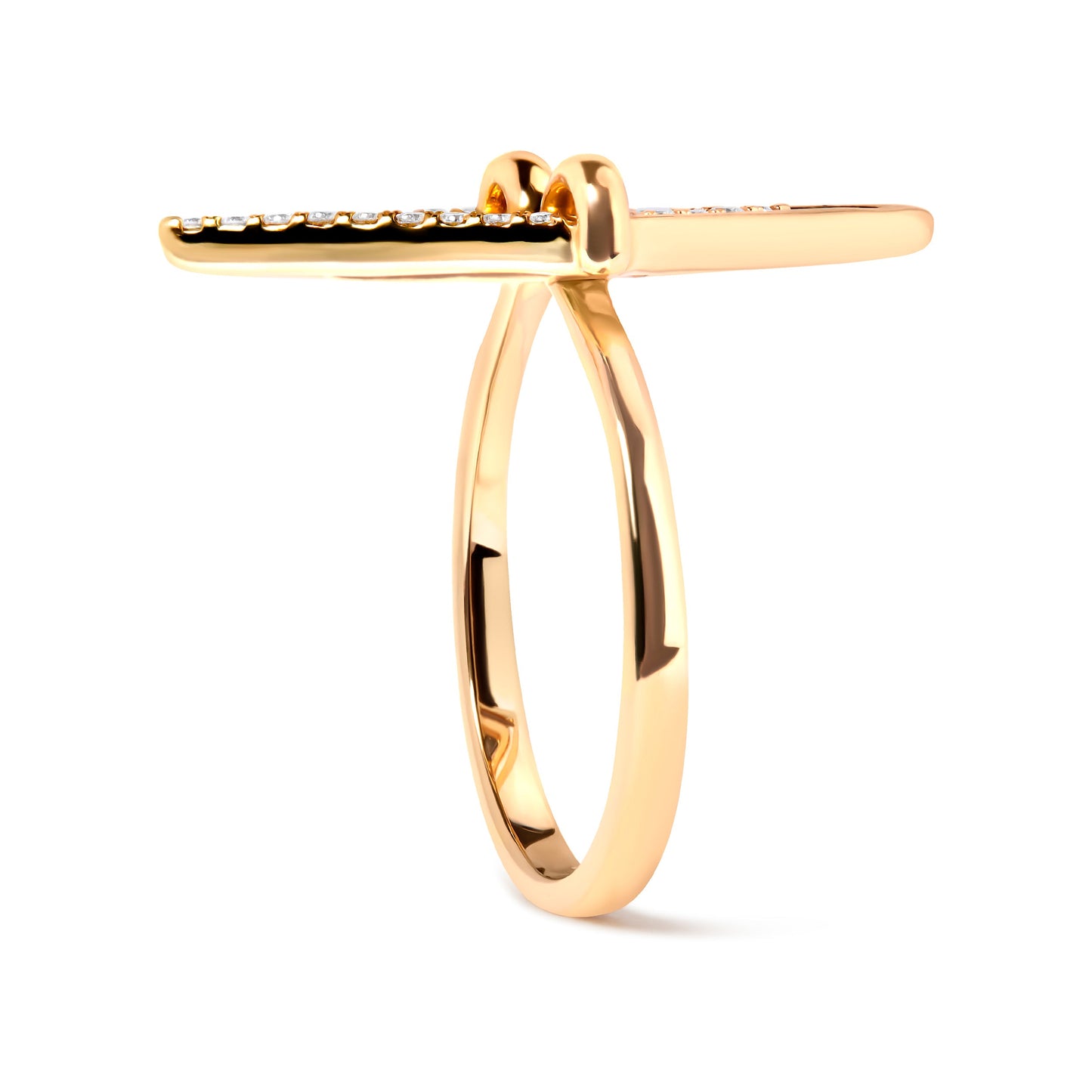 Bague de fiançailles en or jaune 14K avec diamants en double triangle - Taille 7
