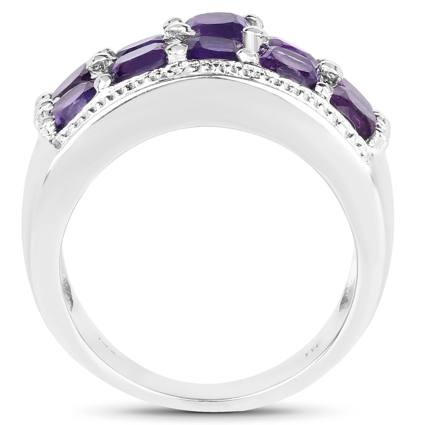 2.80 Carat Genuine Amethyst .925 Sterling Silver Engagement Ring