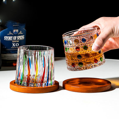 Hand drawn rotating glass cups multiple multi-purpose whiskey glasses rotating glass cups - Korvel