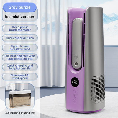 Ventilateur Tour Portable 2025 – 6 Vitesses, Design Sans Lame avec Brume