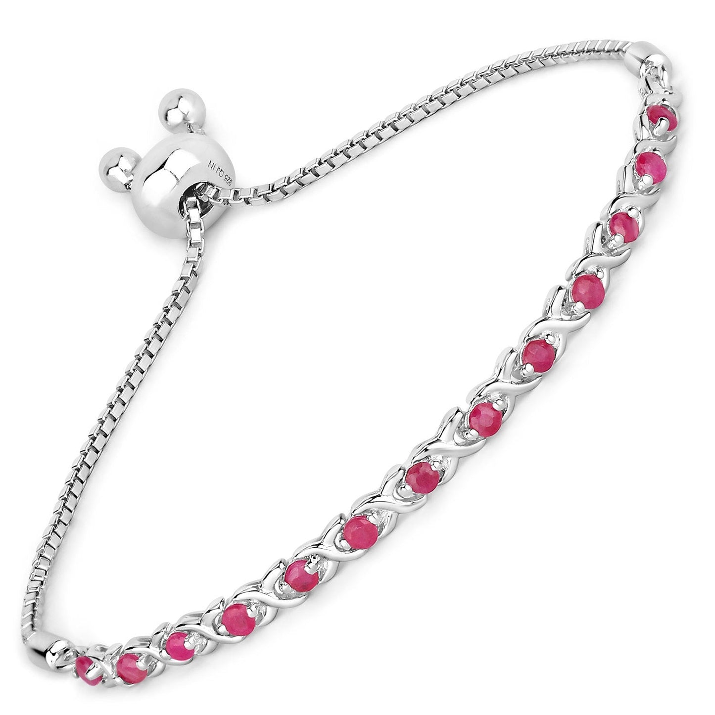 Pulsera de Rubí Genuino de 0.88 Quilates en Plata Esterlina .925