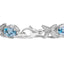 Pulsera de mariposa de diamantes y topacio azul de plata esterlina .925 - Tamaño 7"