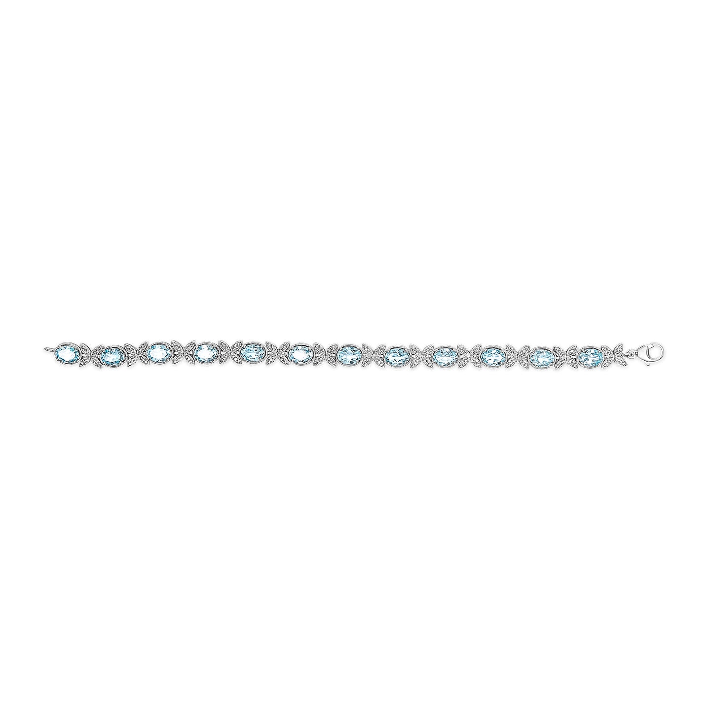 Pulsera de mariposa de diamantes y topacio azul de plata esterlina .925 - Tamaño 7"