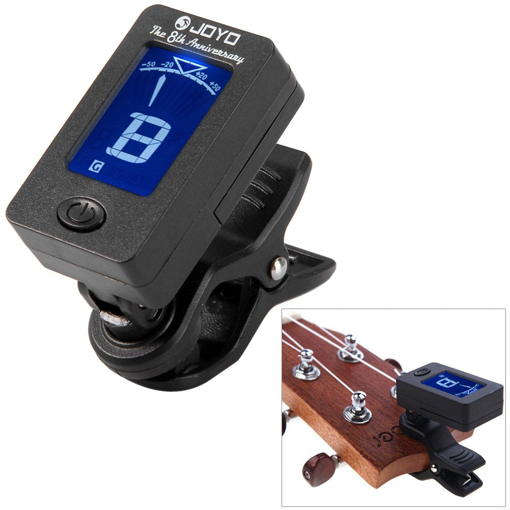 JOYO JT - 01 Clip-on 360 Degree Rotation LCD Digital Guitar Tuner for Bass Ukulele - Korvel