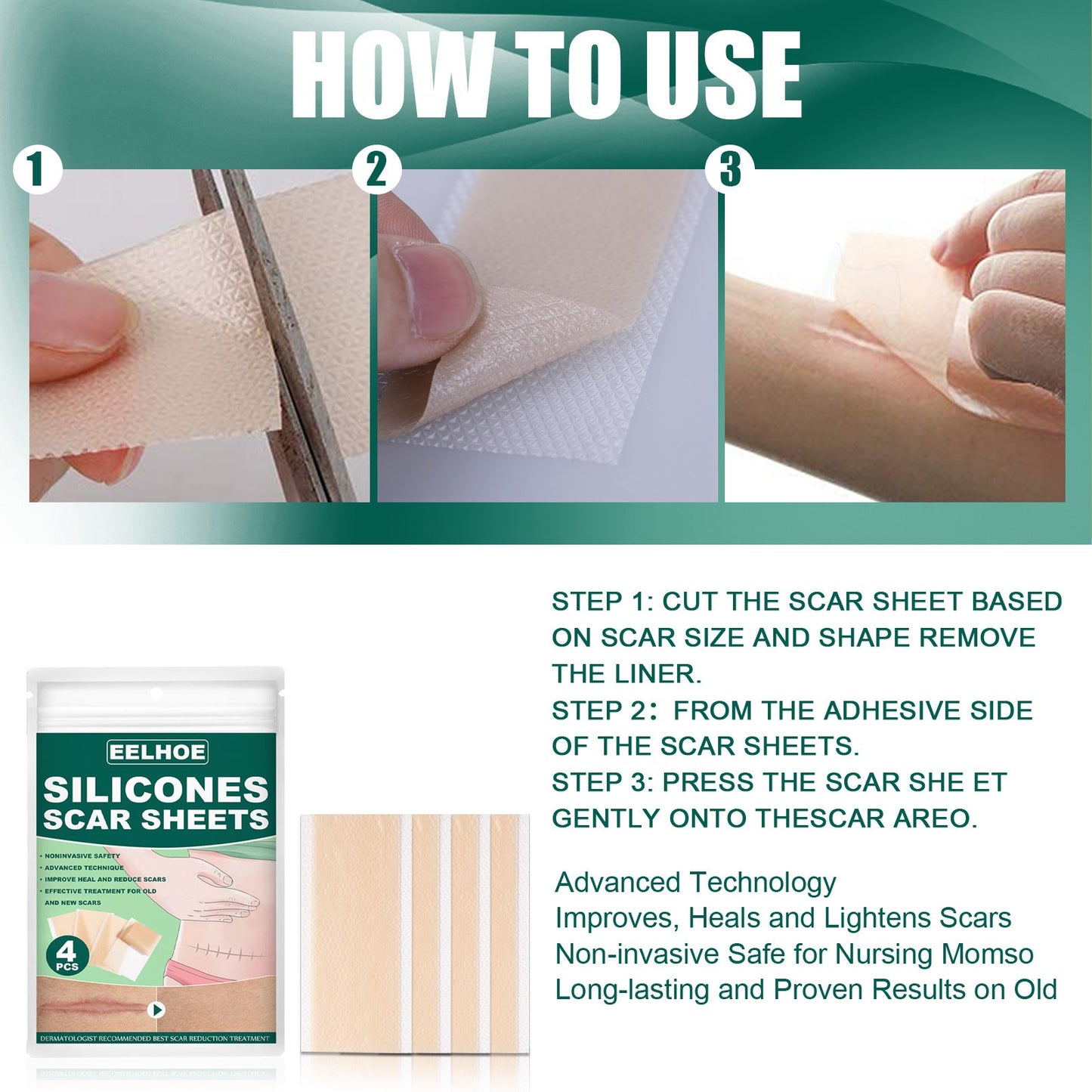 Silicone Gel Repair Patch, Fade Marks Transparent Care Skin Repair Patch - Korvel