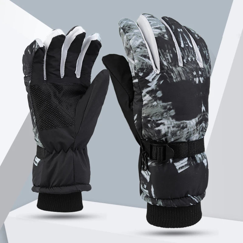 Winter Ski Gloves Warm Thermal Men Women Thickened Cotton Waterproof Non-Slip Warm Riding Outdoor Graffiti Snowboard Cycling - Korvel