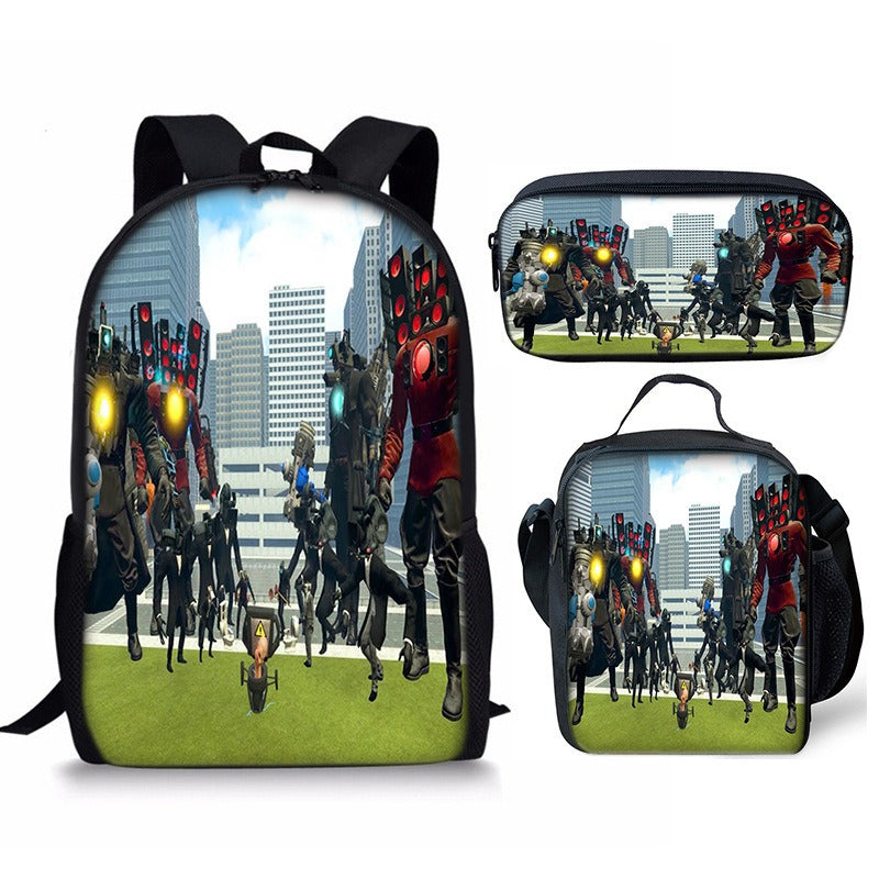 Conjunto de mochila Skibidi Toilet Man de 3 piezas para la escuela