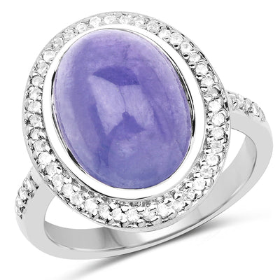Anillo de Plata Esterlina con Tanzanita y Topacio Blanco de 8.26 Quilates