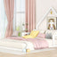 Full Size Wood Floor Bed with House-shaped Headboard  White - Korvel