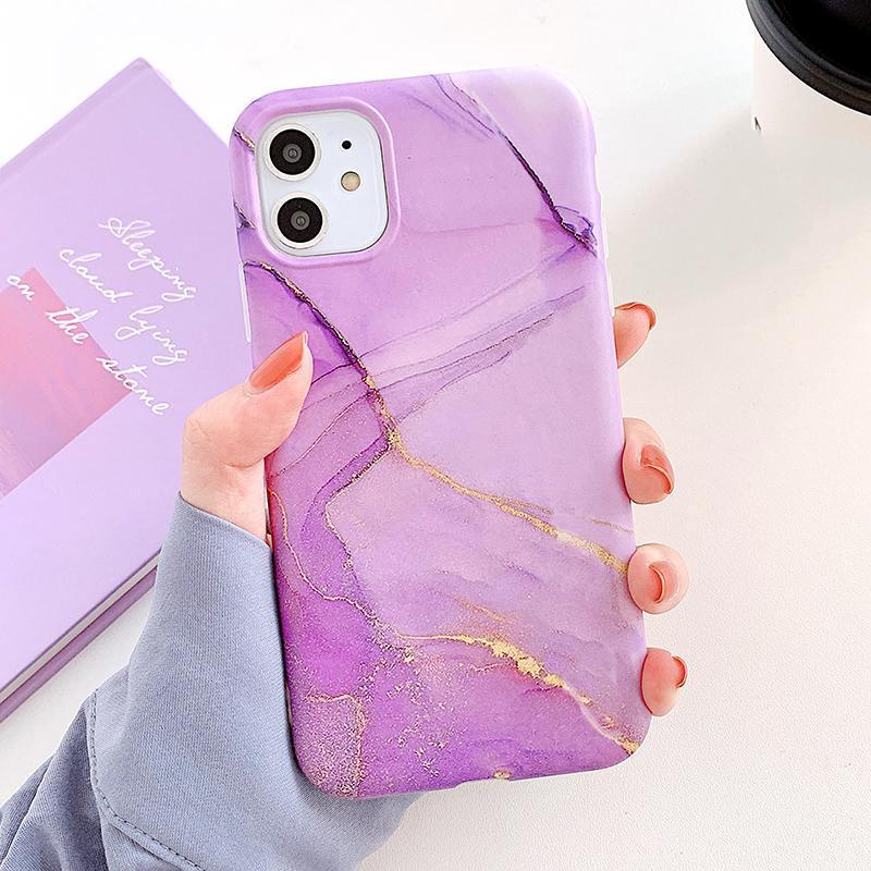 Coque de téléphone en marbre crack mat de luxe pour modèles d'iPhone