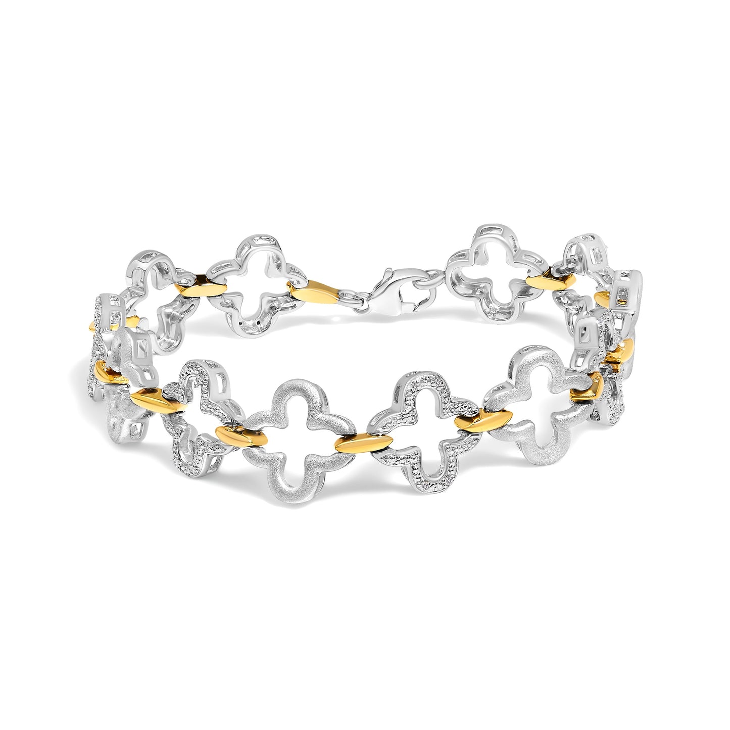 Bracelet de tennis en argent sterling bicolore .925 - 7"