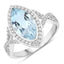 Bague de fiançailles en or blanc 14K avec aquamarine et diamants de 2,24 carats