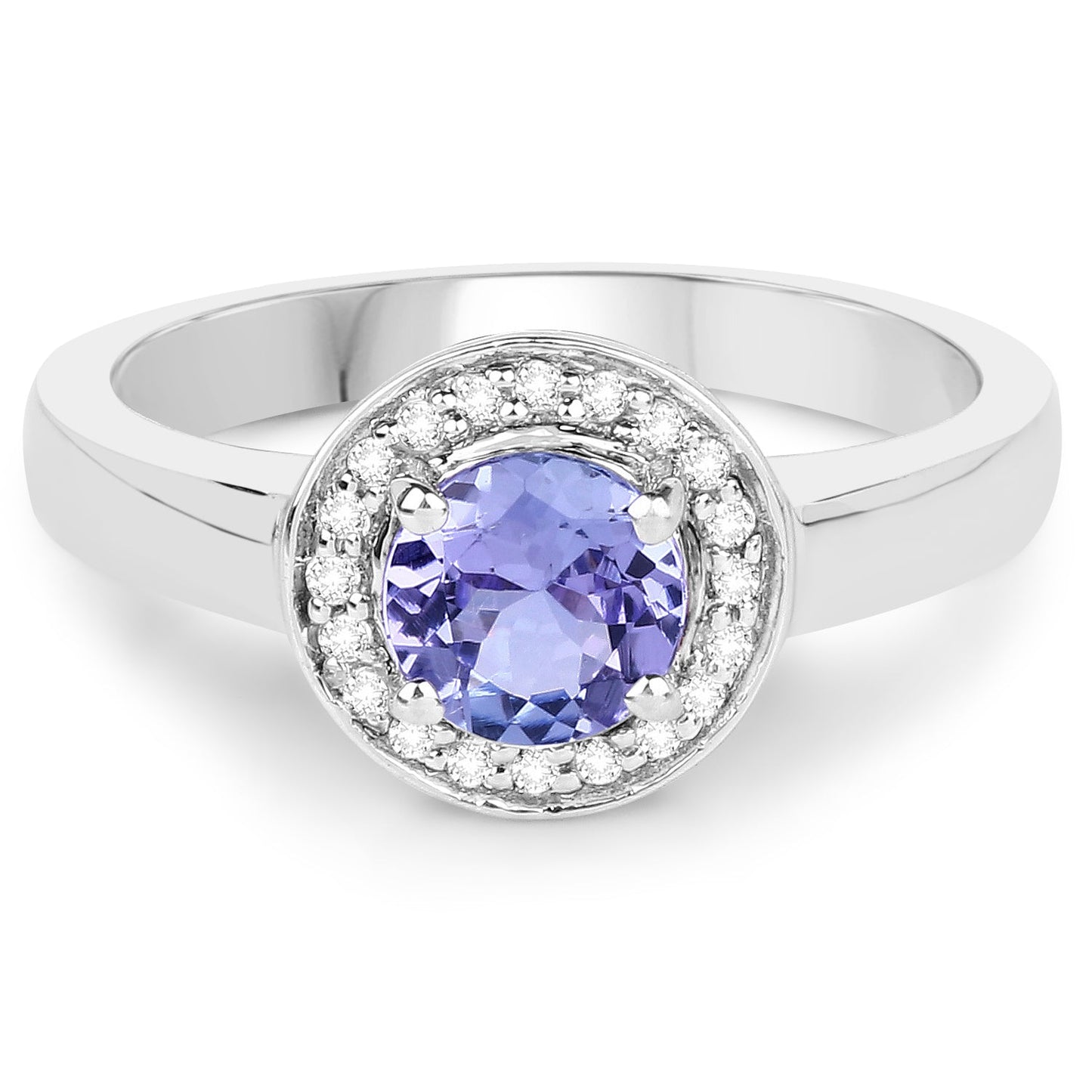 1.05 Carat Genuine Tanzanite and White Topaz Sterling Silver Ring
