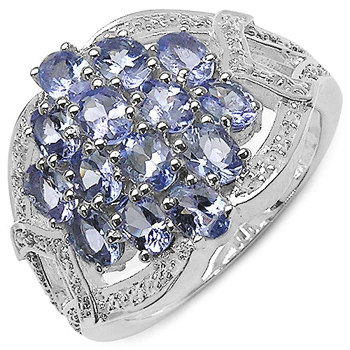 2.38 Carat Genuine Tanzanite Sterling Silver Engagement Ring