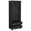 Tall Storage Cabinet with Two Drawers for Bathroom/Office, Black - Korvel
