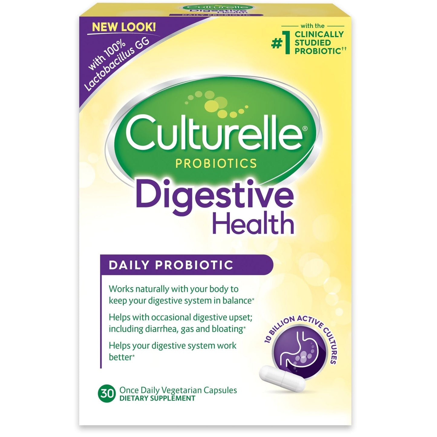 Culturelle Daily Probiotic Capsules – 10 Billion CFUs, 30 Count