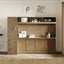 Full Size Murphy Bed with Wardrobe, Drawers and Open Shelves, Antique Grey - Korvel