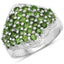 Bague en argent sterling avec chrome diopside et topaze blanche de 2,41 carats