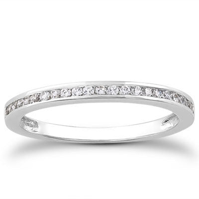 14k White Gold Slender Channel Set Diamond Wedding Ring Band
