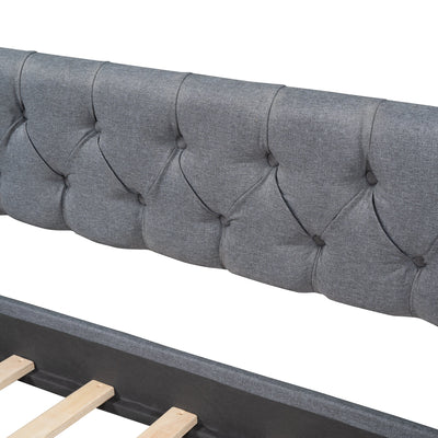 Upholstered Twin Size Daybed with Two Drawers - Gray