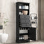 Elegant Black High Storage Cabinet with 3 Drawers