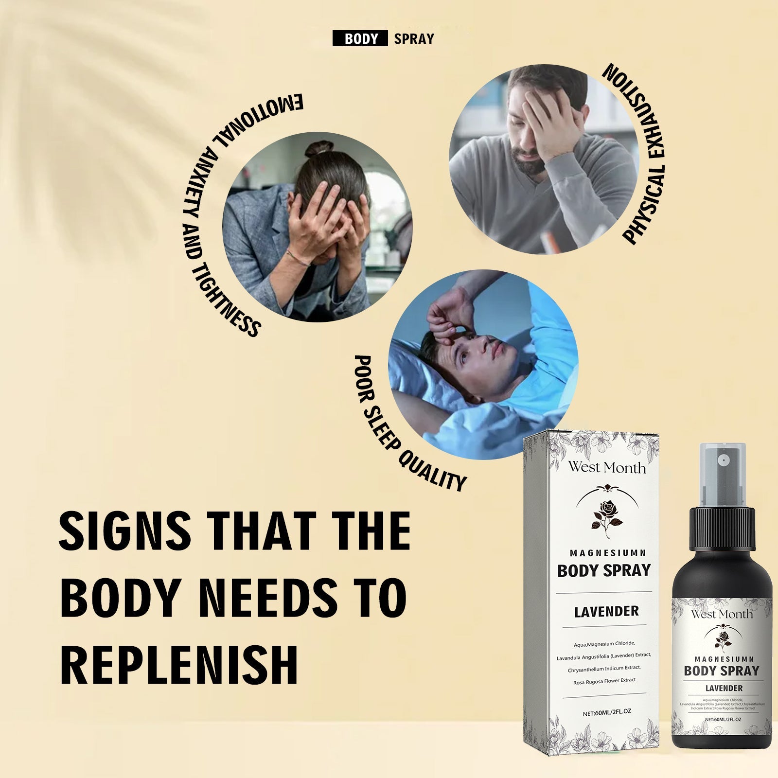 Magnesium Body Spray, Relieve Muscle Tension And Fatigue And Promote Body Relaxation Treatment Spray - Korvel