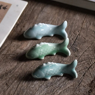 Celadon Koi Pen Holder Multi functional Small Pen Stand Creative Small Pen Stop Pen Mountain Student Desktop Exquisite Ornament - Korvel