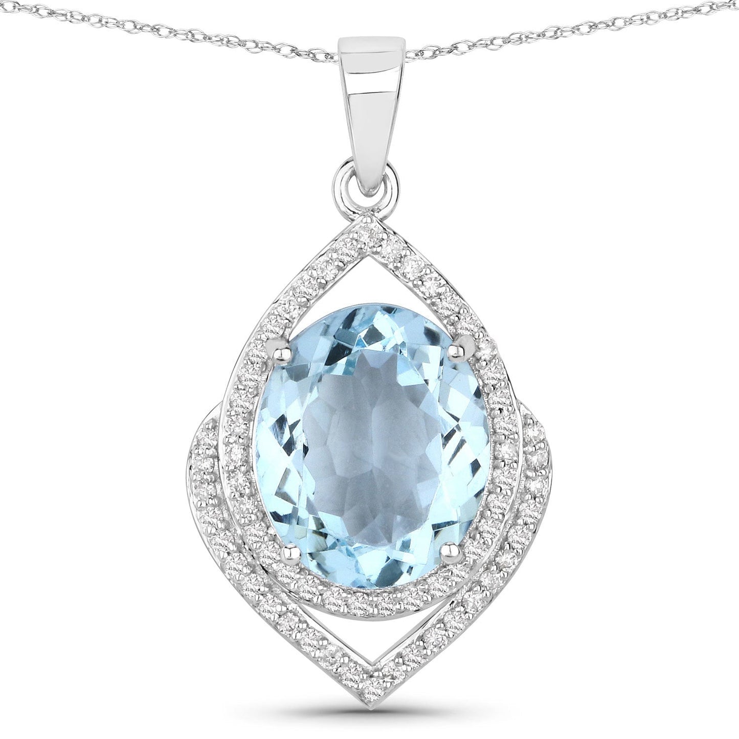 Colgante de Aguamarina y Diamante de 3.82 Quilates en Oro Blanco de 14K