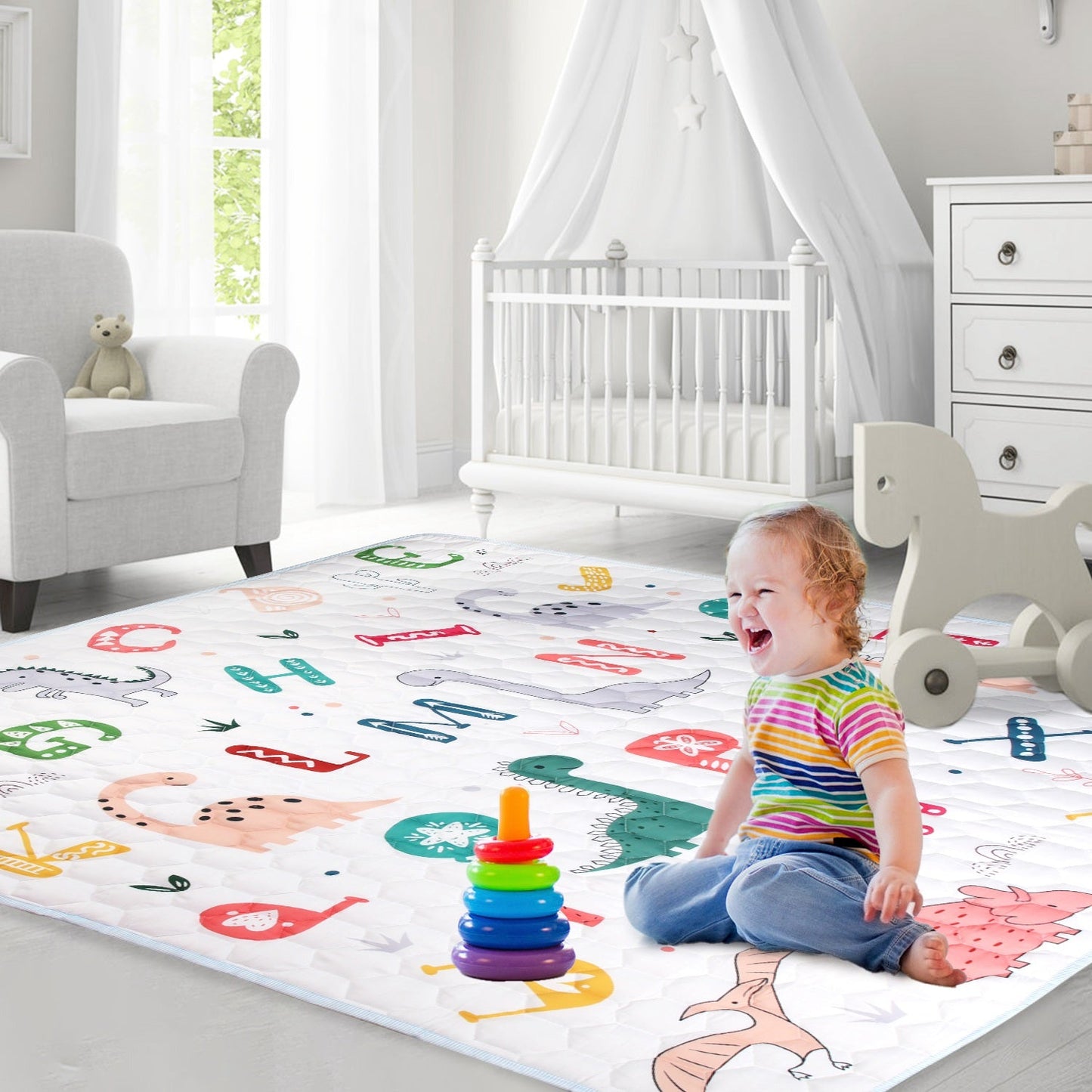 Alfombra de Juego para Bebés Antideslizante de 50x50 Pulgadas - Plegable y Lavable