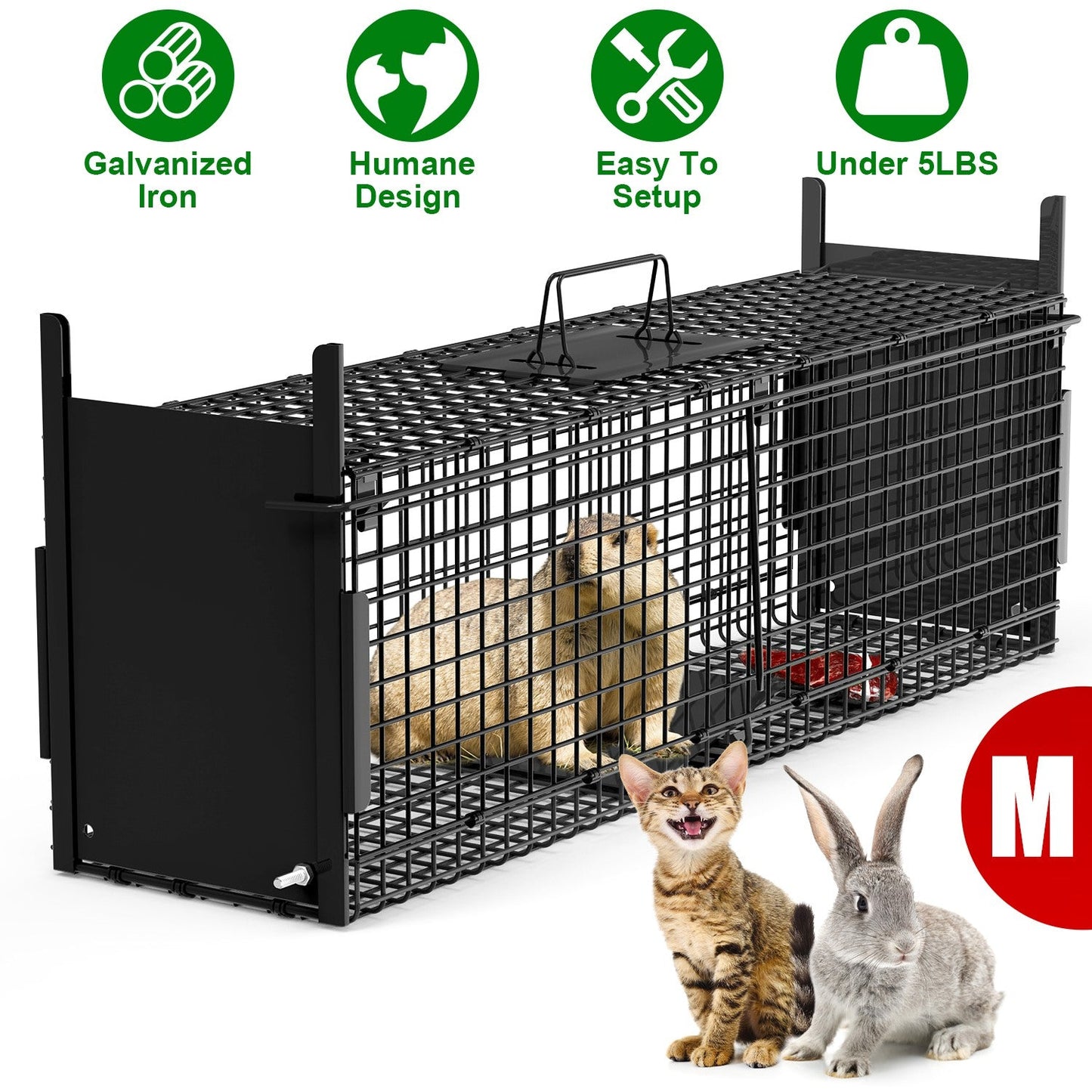 32in 2-Door Live Animal Cage Trap for Small Animals