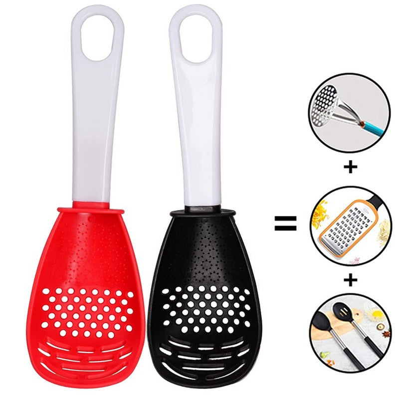 Grinding dish spoon mashing and draining water drain spoon grinding ginger and garlic spoon egg mixer mashed potatoes - Korvel
