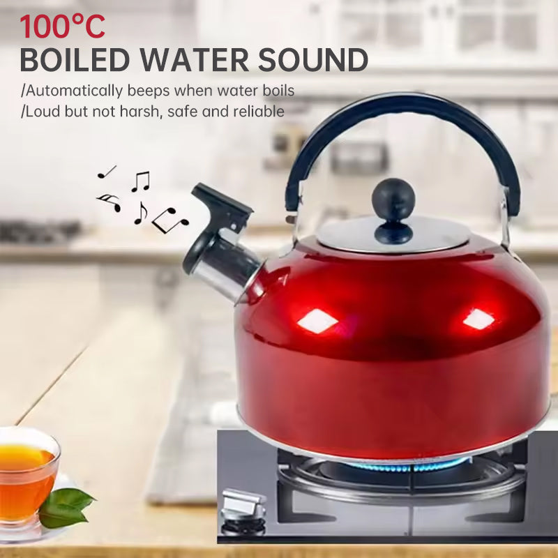 A 3L stainless - steel kettle for gas heating. It features a whistle and a comfortable handle, suitable for cooking and tea. - Korvel