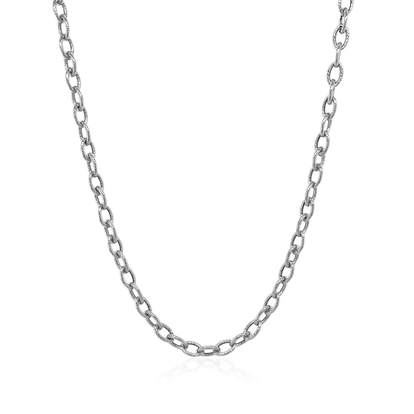 14k White Gold Textured Pendant Chain - 3.5mm