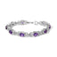 Sterling Silver Oval Purple Amethyst and Diamond Bracelet