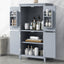 Bathroom floor storage cabinet, bathroom storage cabinet, 4-door independent cabinet, adjustable shelf, adaptive shelf, gray - Korvel