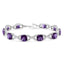 Bracelet de tennis en argent sterling .925 avec améthystes et diamants - Taille 7