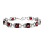 Bracelet en argent sterling .925 avec garnet rouge en taille coussin à carreaux et diamants - Taille