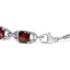 Bracelet en argent sterling .925 avec garnet rouge en taille coussin à carreaux et diamants - Taille